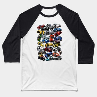 Autoart78 Cartoon Cars Collage Baseball T-Shirt
